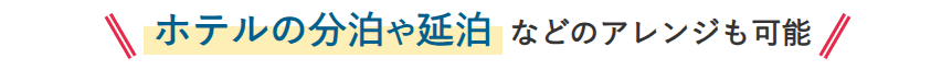 ホテルの分泊や延泊などのアレンジも可能